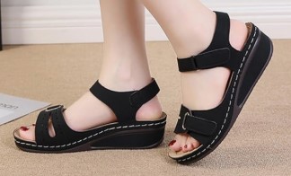 Women’s Summer Sandals With Adjustable Hook & Loop Straps, Comfortable